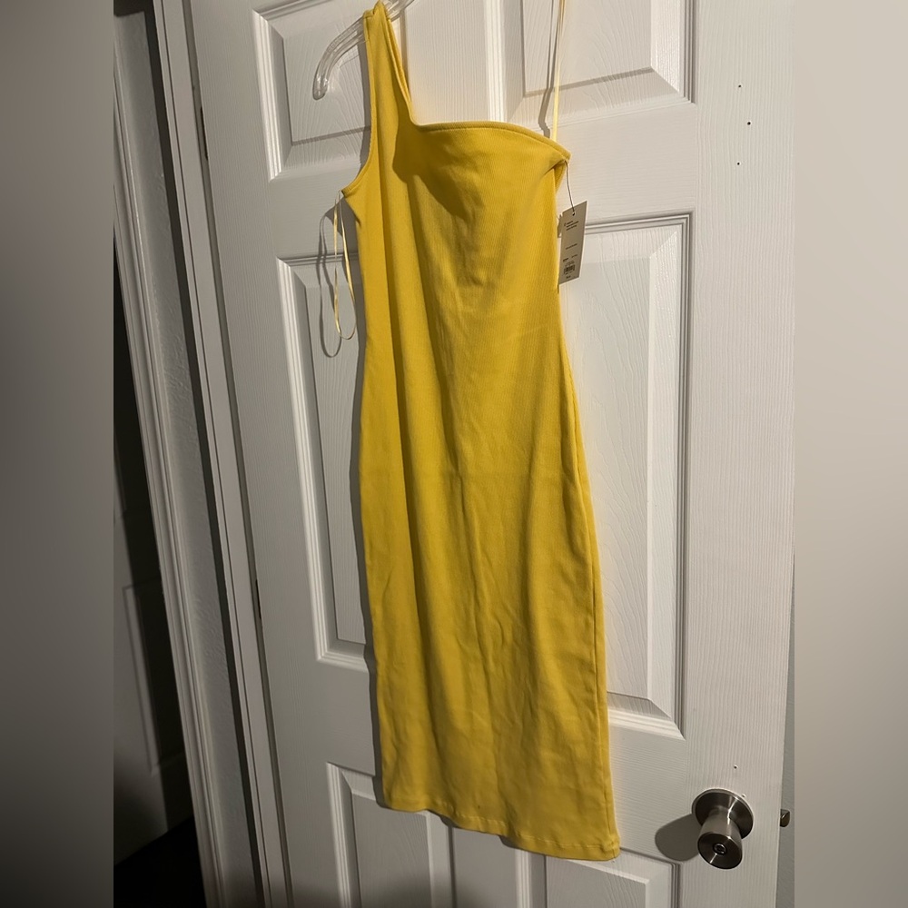 Yellow one shoulder bodycon Dress